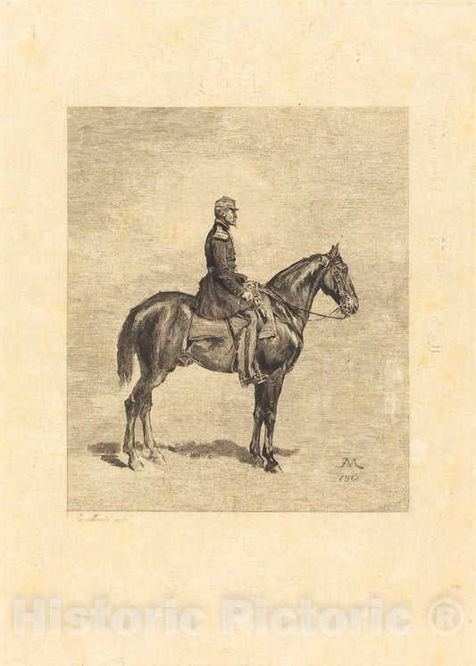 Art Print : Guillermie After Meissonier, Horseman, 1861 - Vintage Wall Art