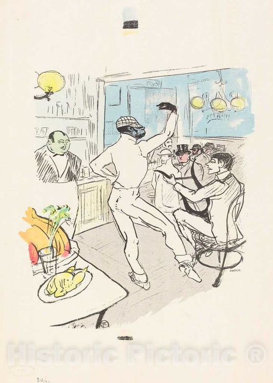 Art Print : Henri de Toulouse-Lautrec, Chocolat Dancing in The Achille Bar - Vintage Wall Art
