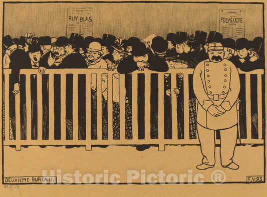Art Print : FÃ©lix Vallotton, Deuxieme Bureau (Box Office), 1893 - Vintage Wall Art