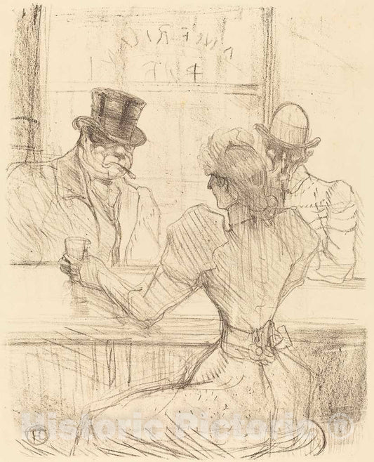 Art Print : Henri de Toulouse-Lautrec, at The Picton Bar, rue Scribe (Au bar Picton, rue Scribe), 1896 - Vintage Wall Art