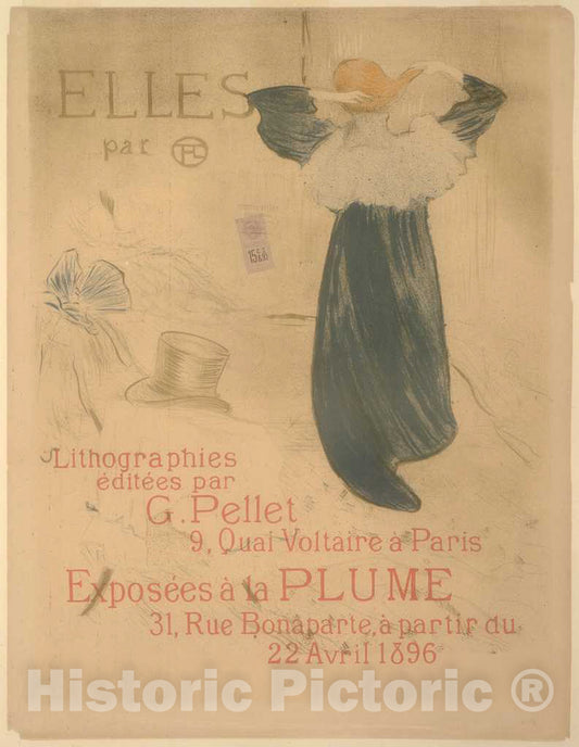 Art Print : Henri de Toulouse-Lautrec, Poster for Elles, 1896 - Vintage Wall Art