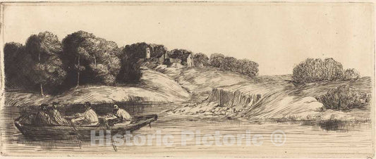 Art Print : Alphonse Legros, Landscape with Boat, 1st Plate (Le paysage au Bateau) - Vintage Wall Art