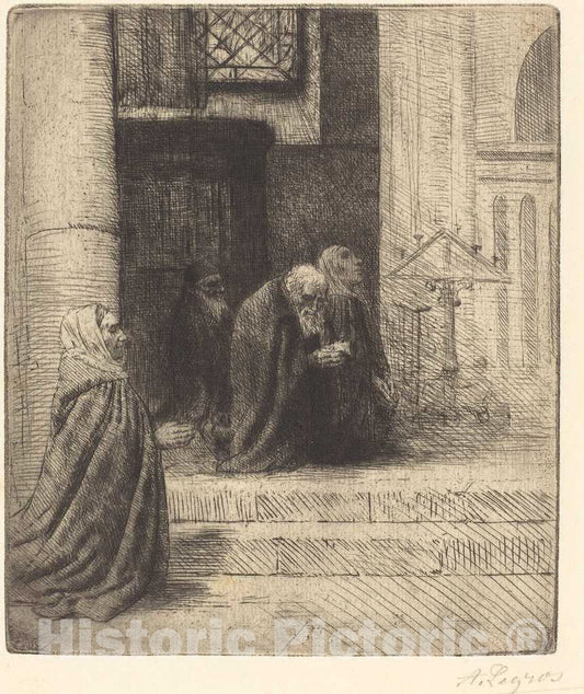 Art Print : Alphonse Legros, Interior of a Church (Interieur d'eglise) - Vintage Wall Art