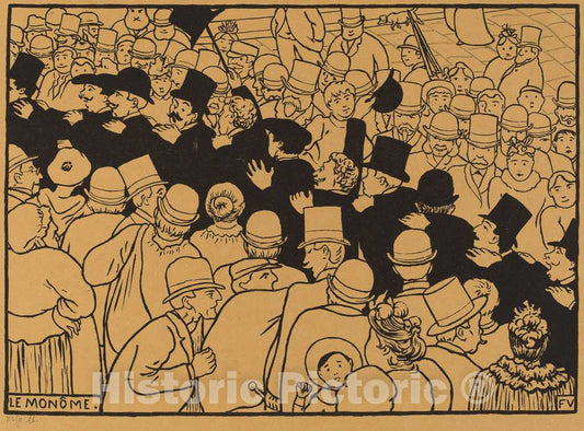 Art Print : FÃ©lix Vallotton, Le MonÃ´me (Parading Through The Streets in Single File), 1893 - Vintage Wall Art