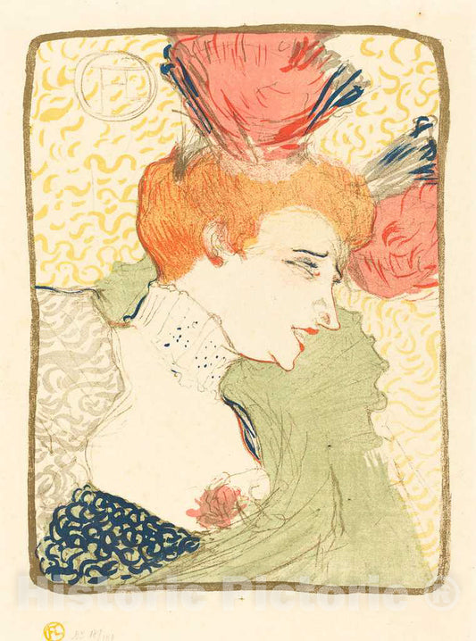 Art Print : Henri de Toulouse-Lautrec, Bust of Mlle. Marcelle Lender (Mlle. Marcelle Lender, en Buste), 1895 - Vintage Wall Art