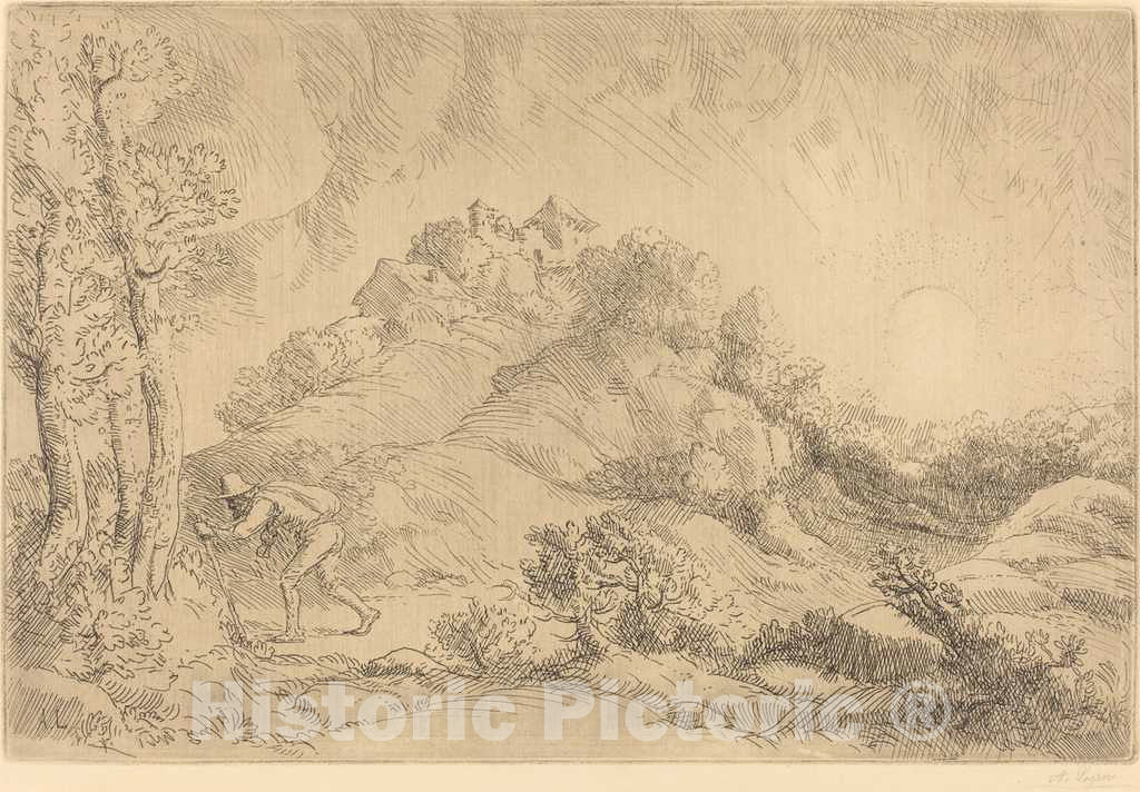 Art Print : Alphonse Legros, View of a Farm (La Ferme de Beauchamp) - Vintage Wall Art