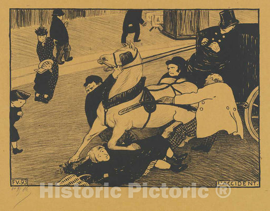 Art Print : FÃ©lix Vallotton, L'Accident (The Accident), 1893 - Vintage Wall Art