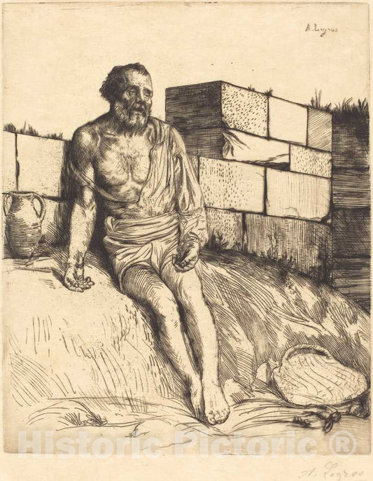 Art Print : Alphonse Legros, Job, 1st Plate - Vintage Wall Art