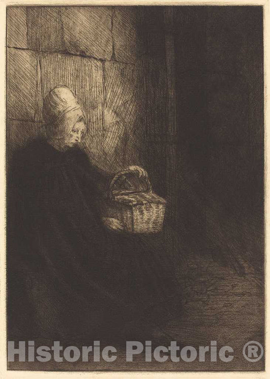 Art Print : Alphonse Legros, Peasant Woman of Boulogne (Paysanne des Environs de Boulogne dite La Femme au Panier) - Vintage Wall Art