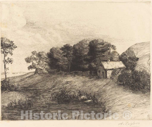Art Print : Alphonse Legros, Landscape with Pond (Le paysage a la mare) - Vintage Wall Art