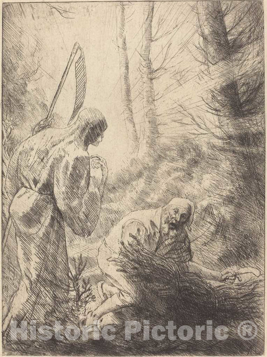 Art Print : Alphonse Legros, Death and The Woodcutter, 2nd Plate (La Mort de le bucheron) - Vintage Wall Art
