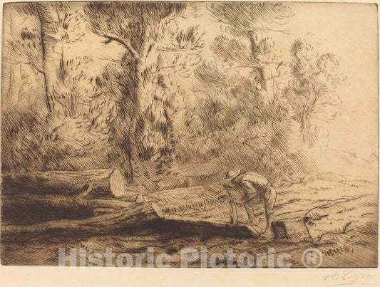 Art Print : Alphonse Legros, Squaring Logs (Homme que Fend des buches) - Vintage Wall Art