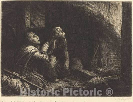 Art Print : Alphonse Legros, Fire, 3rd Plate (L'incendie) - Vintage Wall Art