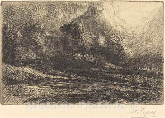 Art Print : Alphonse Legros, Chailli Seen in a Storm (Chailli: Effet d'orage) - Vintage Wall Art