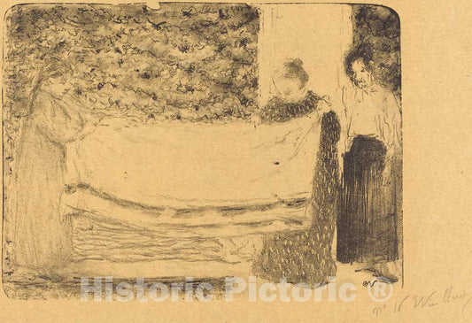 Art Print : Edouard Vuillard, Folding The Linen (Le pliage du linge), 1893 - Vintage Wall Art