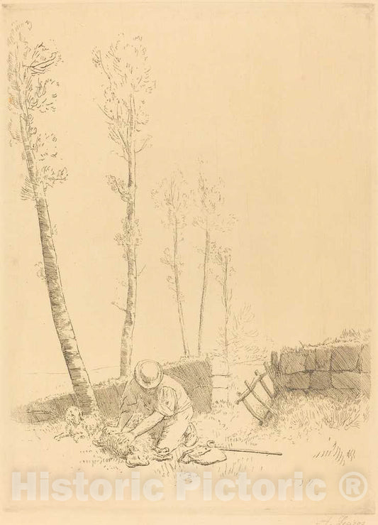 Art Print : Alphonse Legros, Finding The Sheep (Le Mouton retrouve) - Vintage Wall Art