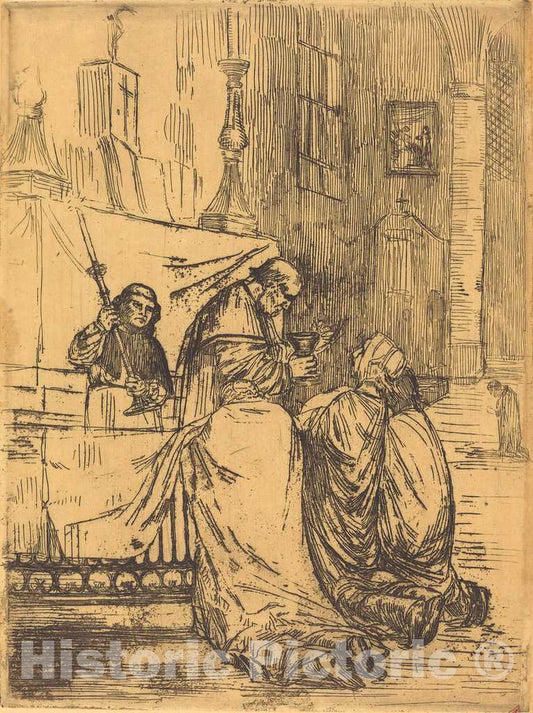 Art Print : Alphonse Legros, Communion in The Church of Saint Medard (La Communion Dans l'eglise St.-Medard) - Vintage Wall Art