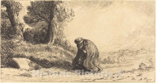 Art Print : Alphonse Legros, Vagabond Moving Along a Lane (Un Vagabond Passant Dans une Ruelle) - Vintage Wall Art