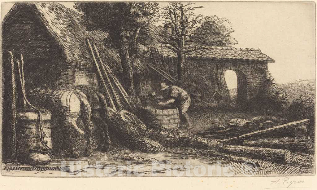 Art Print : Alphonse Legros, The Cooper (Le tonnelier) - Vintage Wall Art