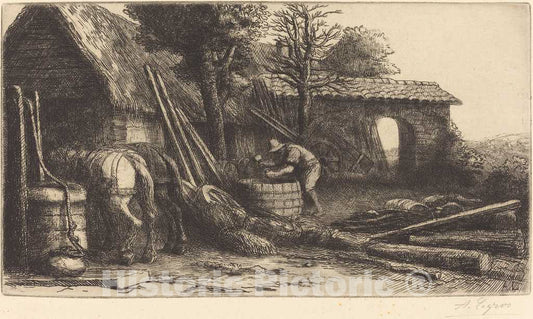 Art Print : Alphonse Legros, The Cooper (Le tonnelier) - Vintage Wall Art
