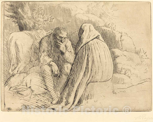 Art Print : Alphonse Legros, Bohemien Encampment (Campement de bohemiens) - Vintage Wall Art