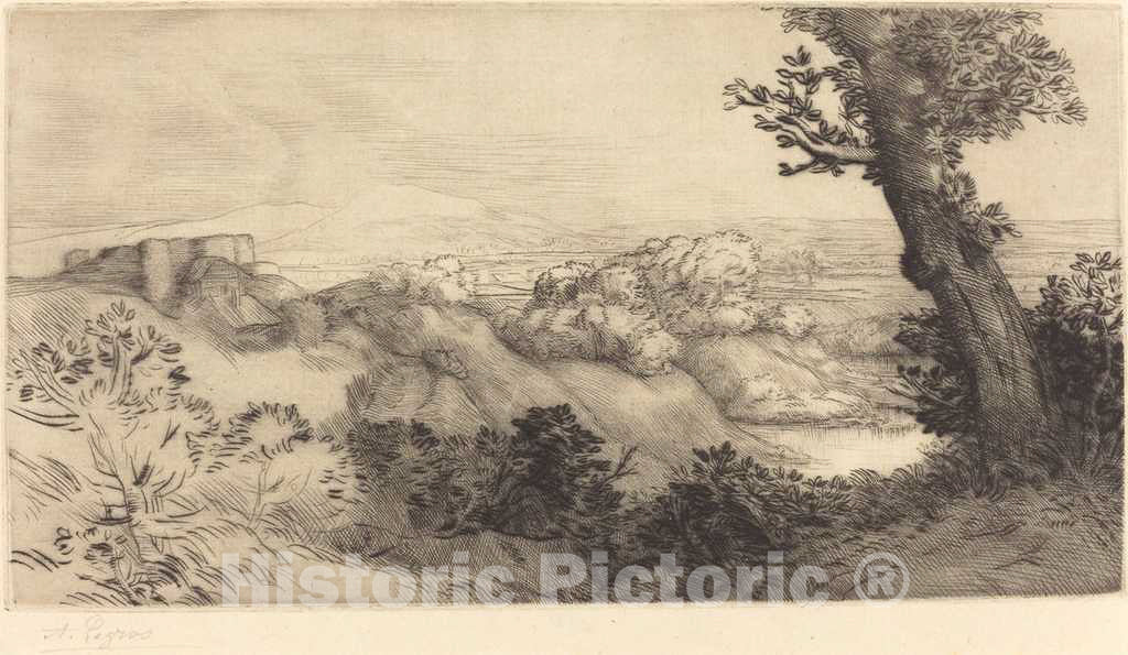 Art Print : Alphonse Legros, Top of The Hill (Le Haut de la Colline) - Vintage Wall Art