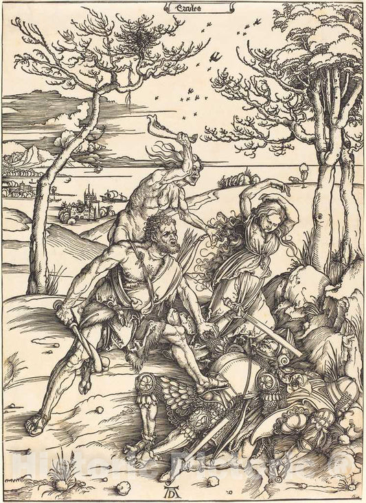 Art Print : Albrecht DÃ¼rer, Hercules Conquering Cacus (Ercules), c. 1496 - Vintage Wall Art