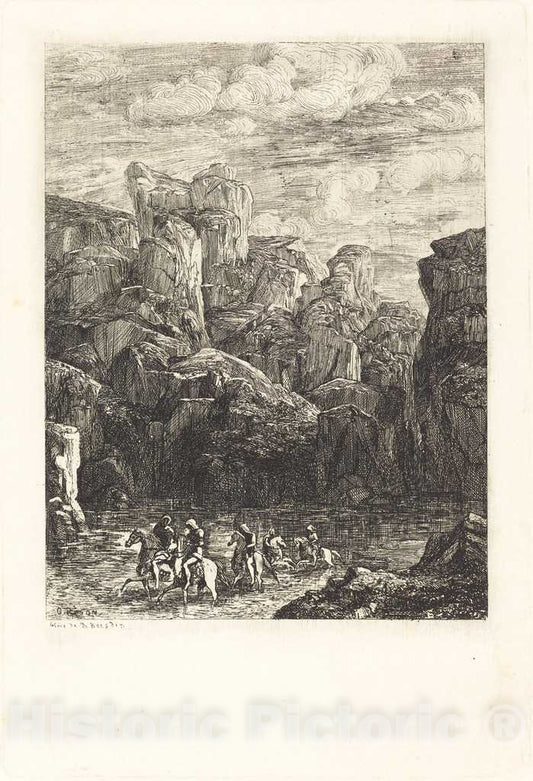 Art Print : Odilon Redon, Le GUE (The Ford), 1865 - Vintage Wall Art