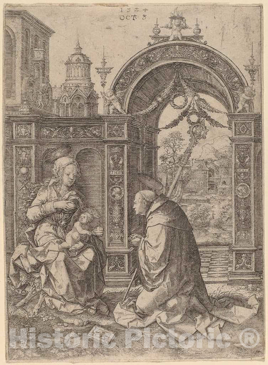 Art Print : Dirk Jacobsz Vellert, The Vision of Saint Bernard, 1524 - Vintage Wall Art