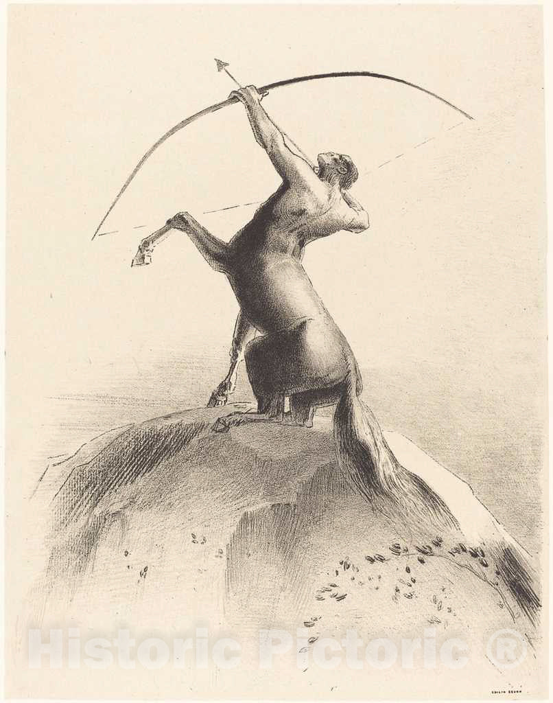Art Print : Odilon Redon, Centaur visant les Nues (Centaur Aiming at The Clouds), 1895 - Vintage Wall Art