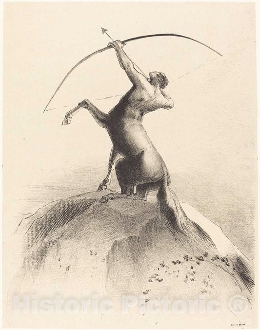Art Print : Odilon Redon, Centaur visant les Nues (Centaur Aiming at The Clouds), 1895 - Vintage Wall Art