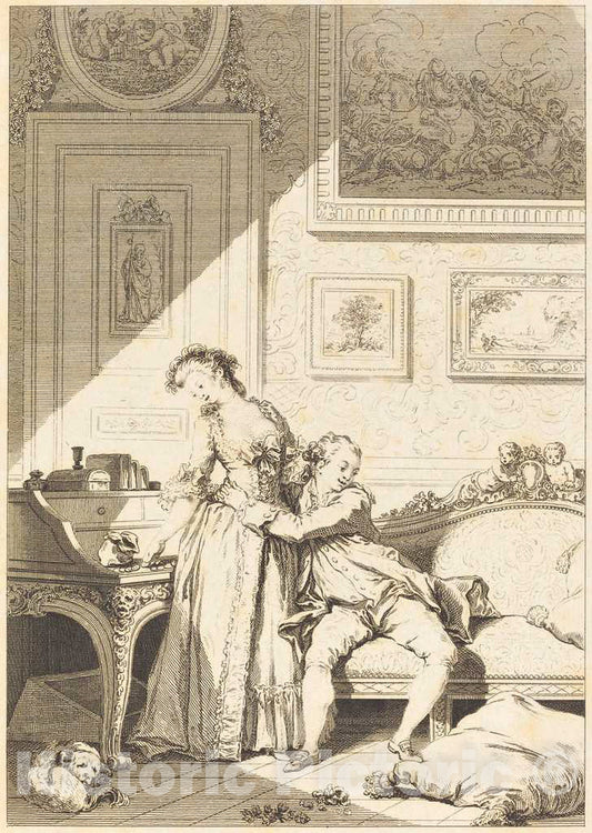 Art Print : Aliamet and Duclos After Fragonard, A Femme avare Galant escroc - Vintage Wall Art