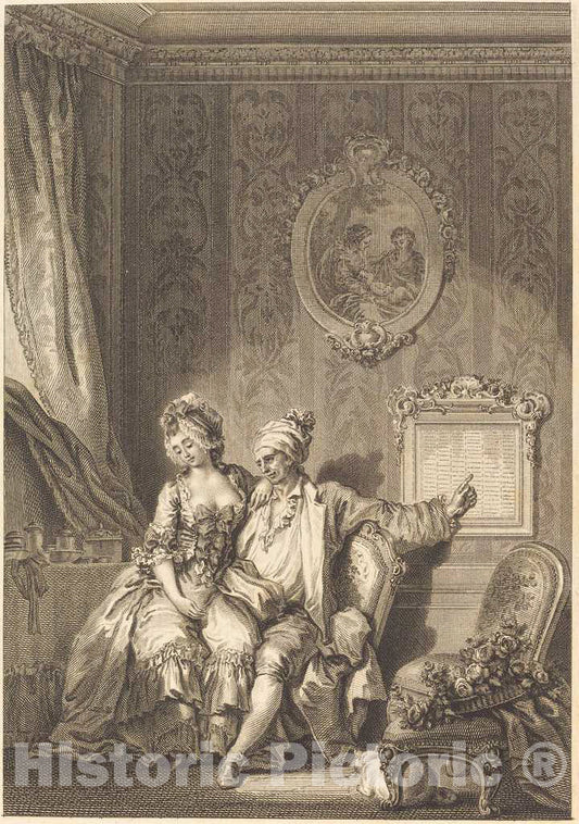 Art Print : Dambrun After Fragonard, Le calendrier des viellards - Vintage Wall Art