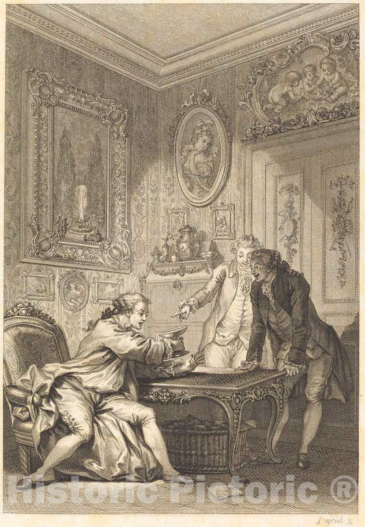 Art Print : Dupreel After Fragonard, La Coupe enchantee - Vintage Wall Art
