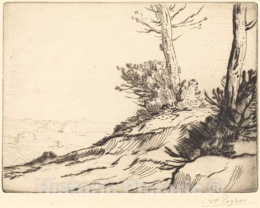Art Print : Alphonse Legros, Hill with Bushes (La Butte aux brousailles) - Vintage Wall Art