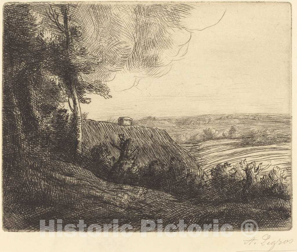 Art Print : Alphonse Legros, Landscape: Road to Horville (Paysage: Chemin d'Horville) - Vintage Wall Art