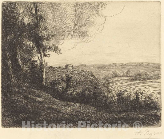Art Print : Alphonse Legros, Landscape: Road to Horville (Paysage: Chemin d'Horville) - Vintage Wall Art