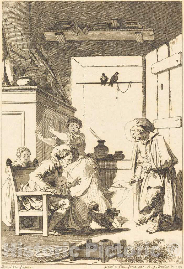 Art Print : Patas and Duclos After Fragonard, Belphegor, 1794 - Vintage Wall Art