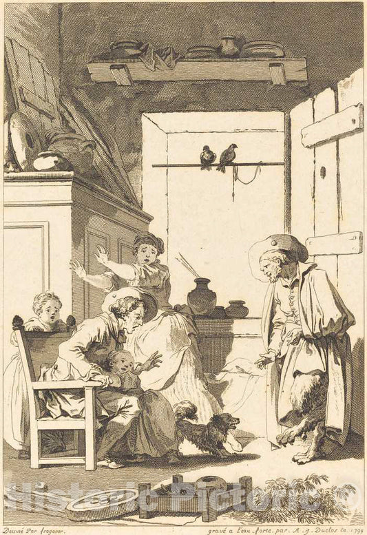 Art Print : Patas and Duclos After Fragonard, Belphegor, 1794 - Vintage Wall Art