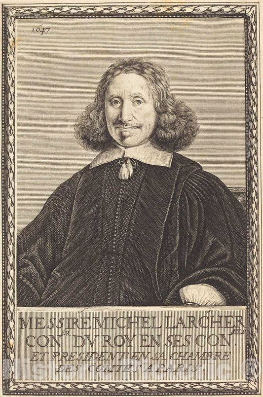 Art Print : Abraham Bosse, Michel Larcher, 1647 - Vintage Wall Art