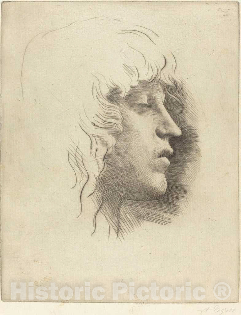Art Print : Alphonse Legros, Head of a Young Girl (Tete de Jeune fille) - Vintage Wall Art