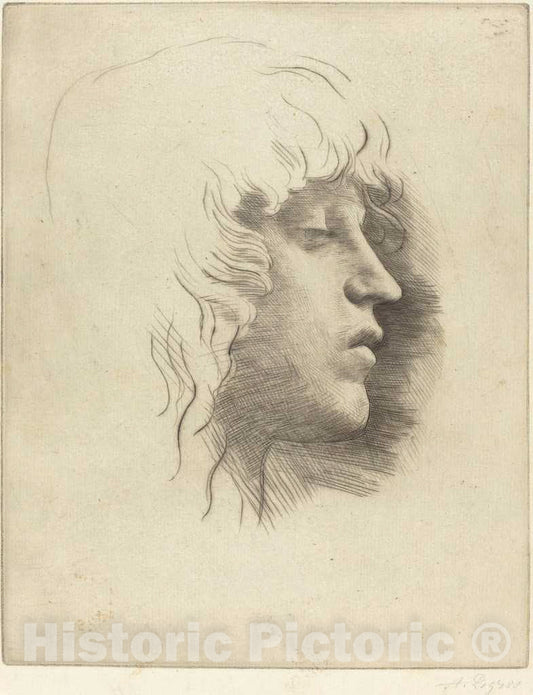 Art Print : Alphonse Legros, Head of a Young Girl (Tete de Jeune fille) - Vintage Wall Art