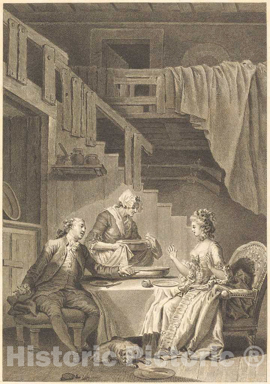 Art Print : Dambrun and Tilliard After Fragonard, Le faucon - Vintage Wall Art