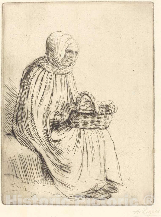 Art Print : Alphonse Legros, Woman of The Marketplace (Femme du Marche) - Vintage Wall Art