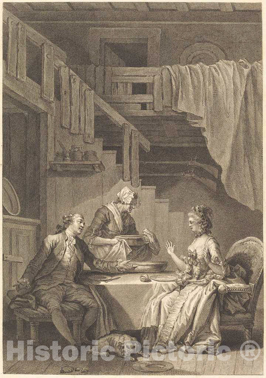 Art Print : Dambrun and Tilliard After Fragonard, Le faucon - Vintage Wall Art