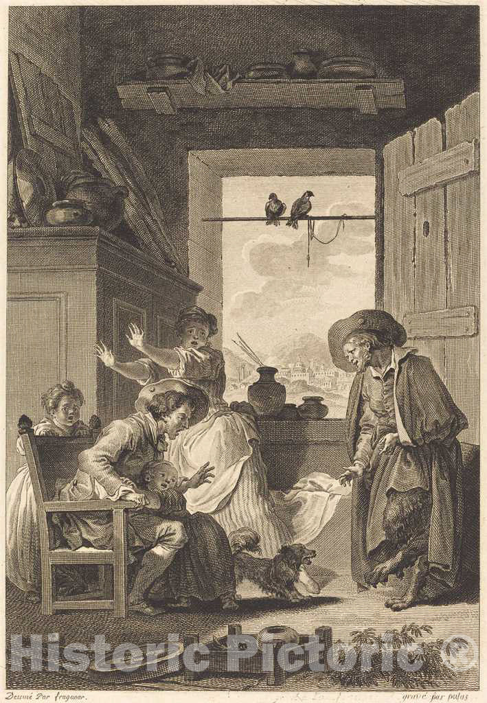 Art Print : Patas and Duclos After Fragonard, Belphegor, 1794 - Vintage Wall Art