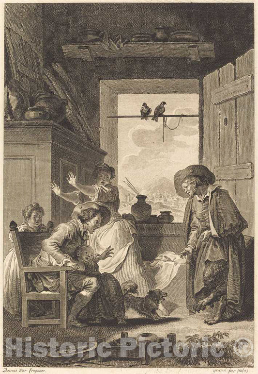 Art Print : Patas and Duclos After Fragonard, Belphegor, 1794 - Vintage Wall Art