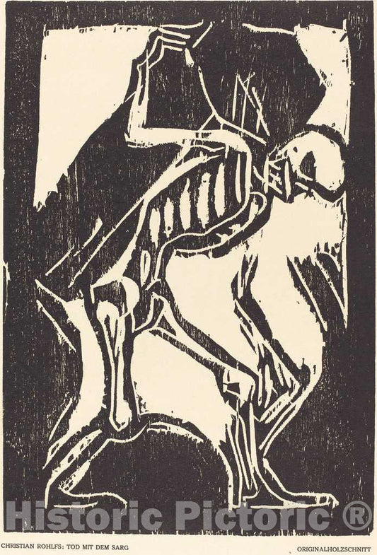 Art Print : Christian Rohlfs, Death with a Coffin, c. 1917 - Vintage Wall Art