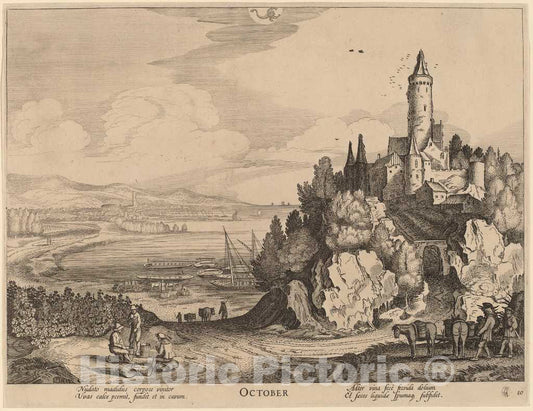 Art Print : Jan Van de Velde II, October - Vintage Wall Art