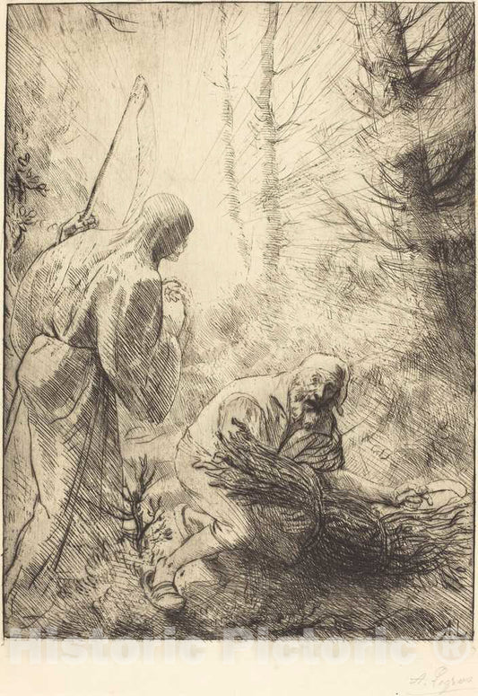 Art Print : Alphonse Legros, Death and The Woodcutter, 2nd Plate (La Mort et le bucheron) - Vintage Wall Art